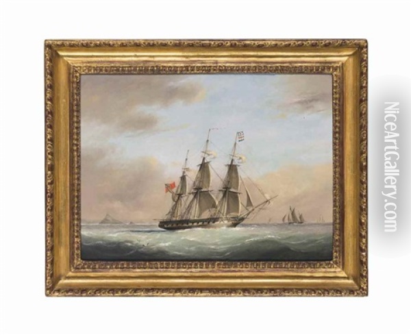 A Royal Navy Frigate In Plymouth Sound Oil Painting - Nicholas Matthew Condy