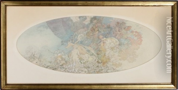 Allegorical Scene Oil Painting - Alphonse Mucha