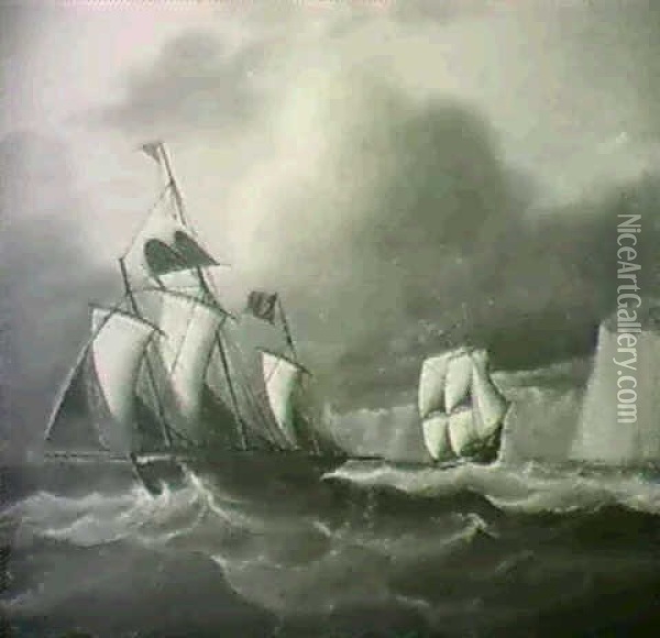 Pirate Attack;                                              Dutch Vessel Off Dover Oil Painting - Thomas Buttersworth
