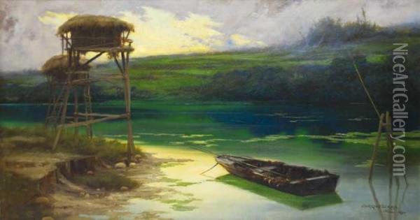 Lagunas Pontinas Oil Painting - Enrique Serra y Auque