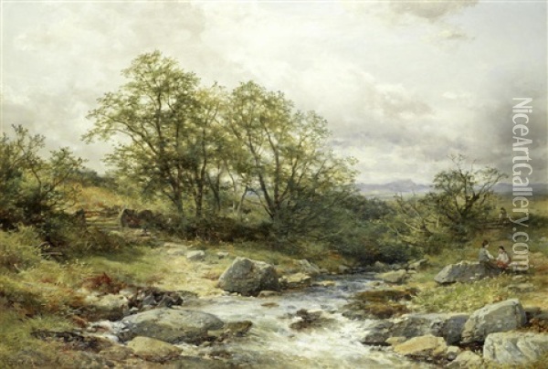 River Landscape Oil Painting - John Syer