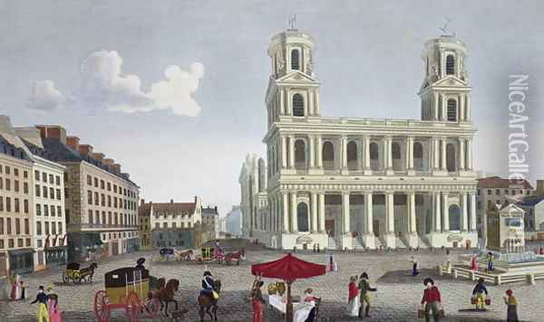 The Place Saint Sulpice, c.1815-20 Oil Painting - Henri Courvoisier-Voisin