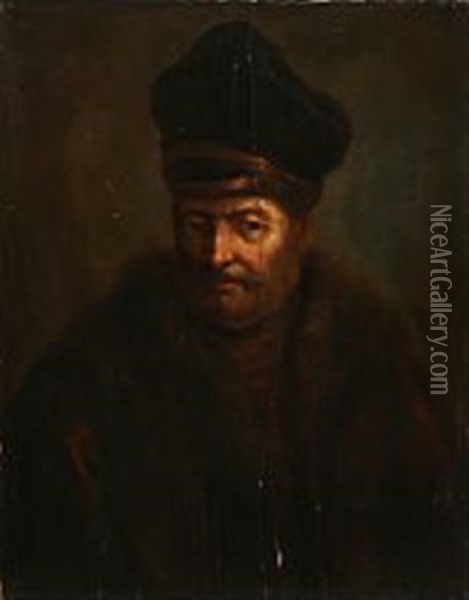 Portrait Of An Elderly Man Wearing A Fur-lined Coat And A Black Kolpak Oil Painting -  Rembrandt van Rijn