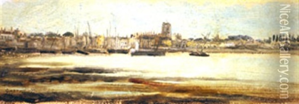 Port En Normandie Oil Painting - Gaston Marie Anatole Roullet