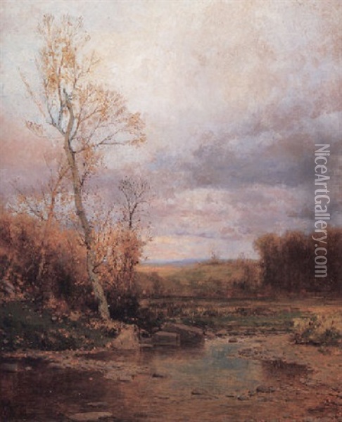 River Landscape Oil Painting - Jervis McEntee