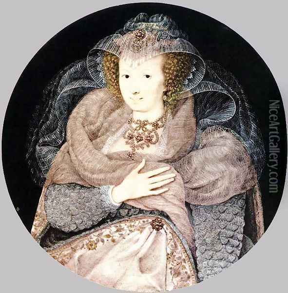 Frances Howard, Countess of Somerset and Essex c. 1595 Oil Painting - Isaac Oliver