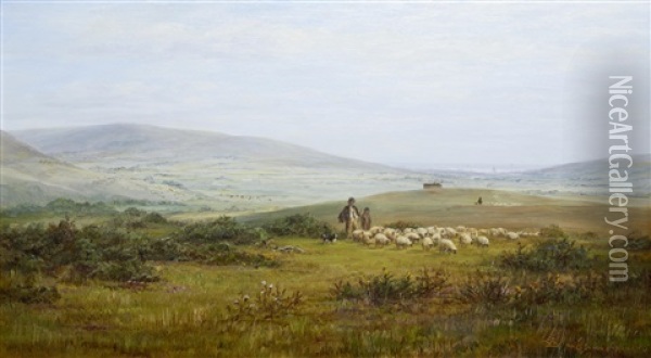 The Marshes (+ The Downs; Pair) Oil Painting - William Luker Sr.