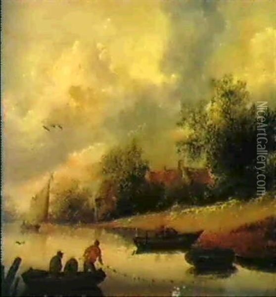 Flusslandschaft Mit Fischern Oil Painting - Pieter de Neyn