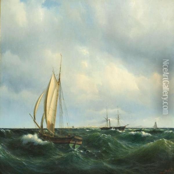 A Stormy Afternoon Offthe Coast Of Skagen Oil Painting - Vilhelm Melbye