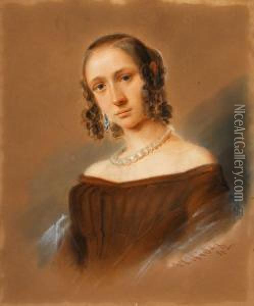 Portrait Einer Jungen Dame. 1842 Oil Painting - Wilhelm Wider