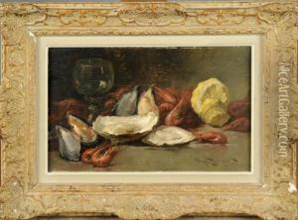 Nature Morte Aux Huitres Oil Painting - Privat Livemont