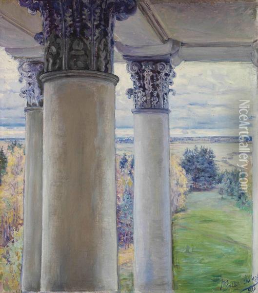 From A Window Of The Old House, Vvedenskoe Oil Painting - Maria Vasil'Evna Jakuncikova