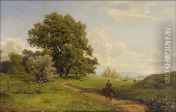 Matkaaja Oil Painting - Magnus Hjalmar Munsterhjelm