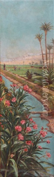 Nil'de Ilkbahar Oil Painting - Halil Pasha