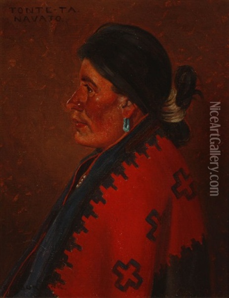 Tonte Ta, Navajo Oil Painting - Elbridge Ayer Burbank