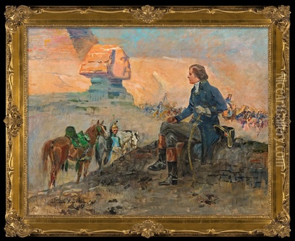 Napoleon And The Sphinx Oil Painting - Woiciech (Aldabert) Ritter von Kossak