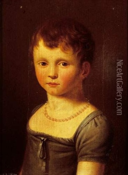 Portrait D'une Petite Fille En Buste Oil Painting - Jeanne Elisabeth Chaudet