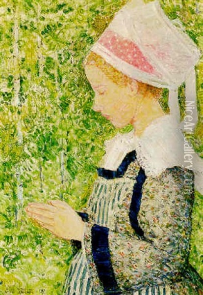 Brittany Peasant At The Pardon Oil Painting - Childe Hassam