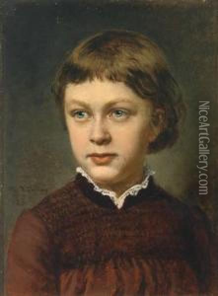 Portrait Eines Kleinen Madchens, Ausdrucksvoll Charakterisiert Oil Painting - Wilhelm Kuhling
