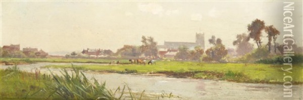 Christchurch Priory Oil Painting - Frederick Golden Short