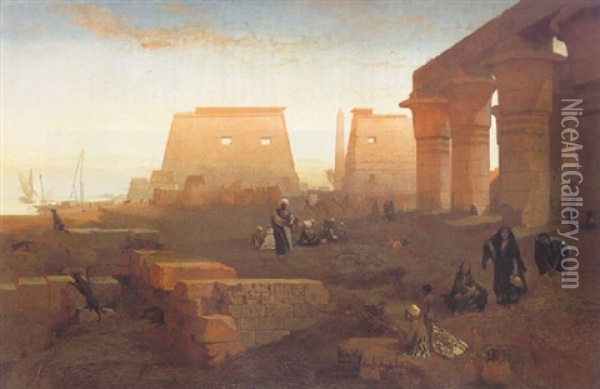 The Ruins Of Thetemple Of Luxor On The Plains Of Thebes Oil Painting - William Edward Dighton
