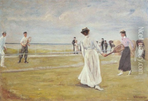 Tennisspieler Am Meer (1st Version) Oil Painting - Max Liebermann