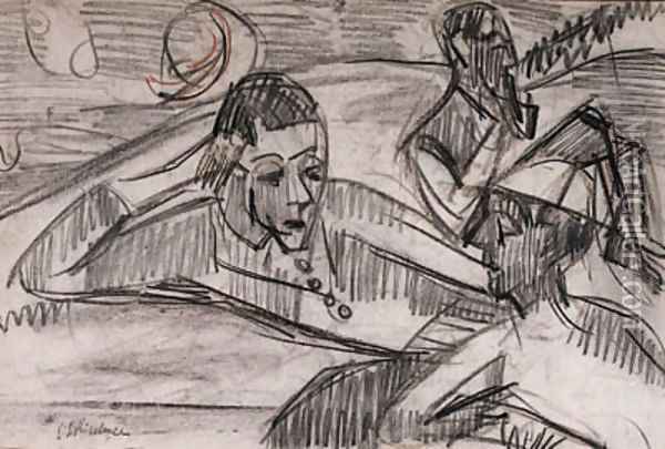 Menschengruppe Oil Painting - Ernst Ludwig Kirchner