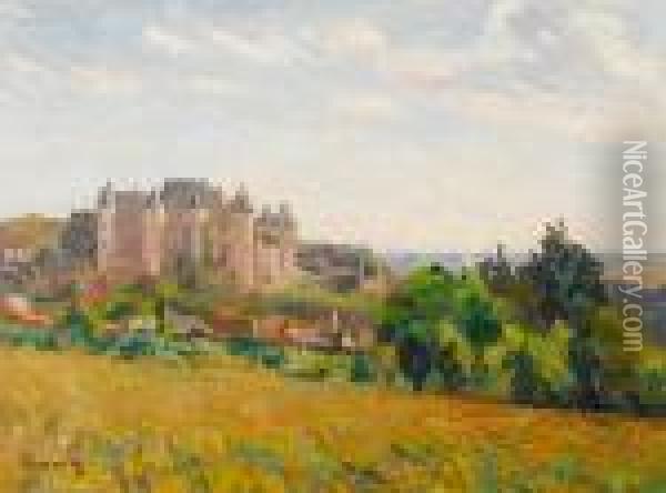 Village De Luynes Avec Son Chateau Oil Painting - Louis Alphonse Abel Lauvray