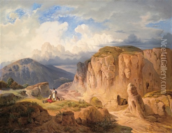 Rocky Valley Oil Painting - Vojtech Brechler
