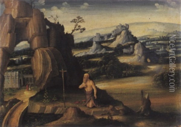 San Gerolamo In Preghiera Oil Painting - Joachim Patinir