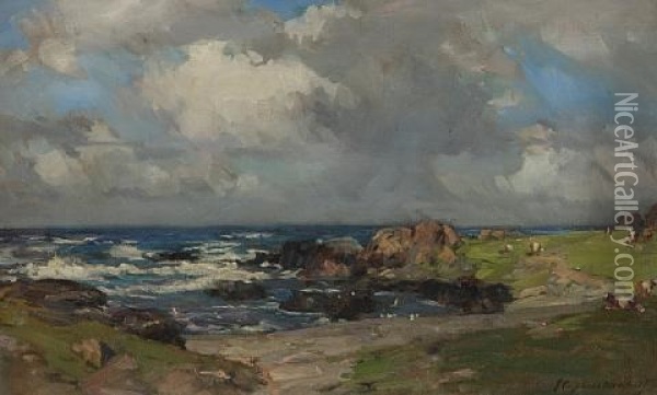 The Gauldrons Bay, Machrihanish Oil Painting - John Campbell Mitchell