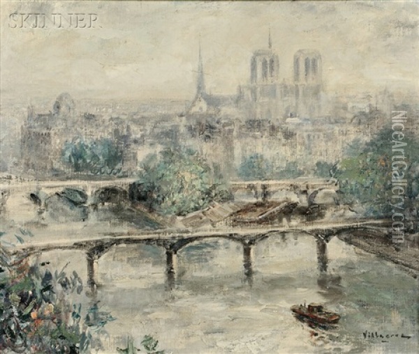 View Of Paris Oil Painting - Cesar A. Villacres