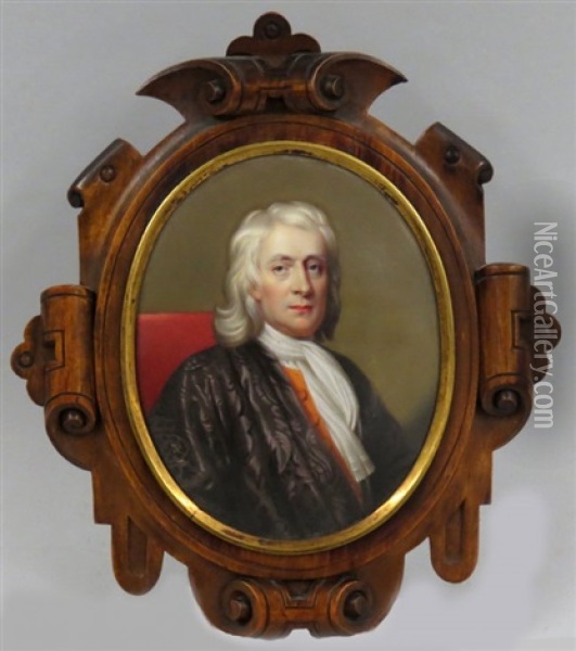 Portrait Of Sir Isaac Newton Oil Painting - Henry-Pierce Bone