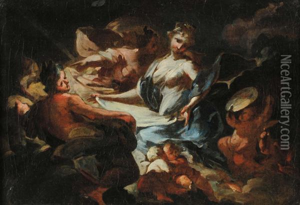 Allegoria Dellafortezza Oil Painting - Francesco Conti