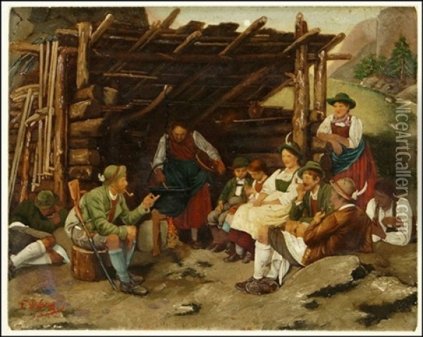 Story Telling Oil Painting - Franz Von Defregger