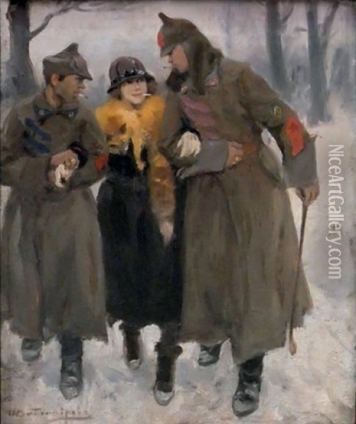 Jeune Femme En Goguette, Circa 1940 Oil Painting - Ivan Alekseevich Vladimirov