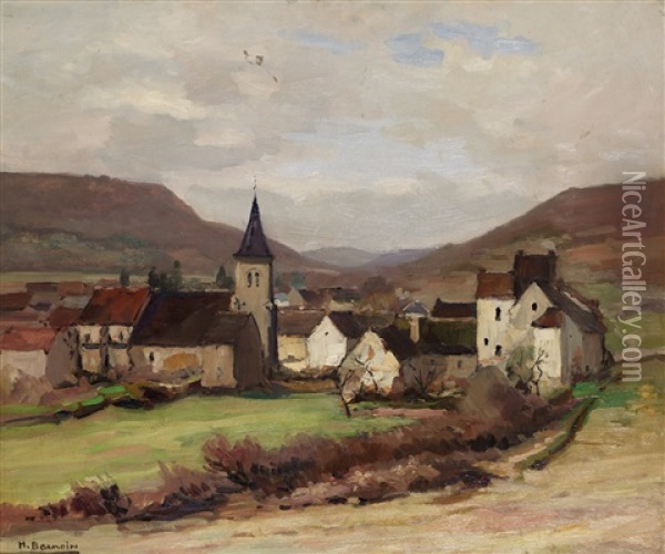 Le Village Oil Painting - Henri Alphonse Barnoin