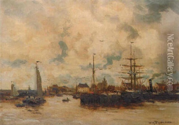 The Harbour Of Harlingen Oil Painting - Willem George Frederik Jansen