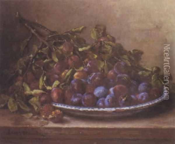 Nature Morte Au Plat De Prunes Oil Painting - Eugene Claude