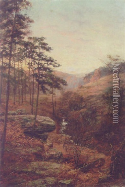 A Moorland Stream Oil Painting - Alfred Addy