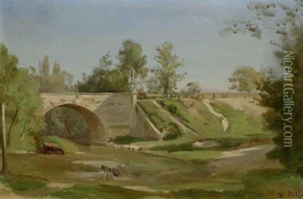 Flusslandschaft Mit Einer Brucke Oil Painting - Jean Philippe George-Julliard