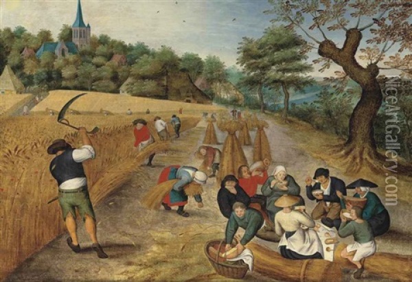 Summer: The Harvesters Oil Painting - Pieter Brueghel the Younger