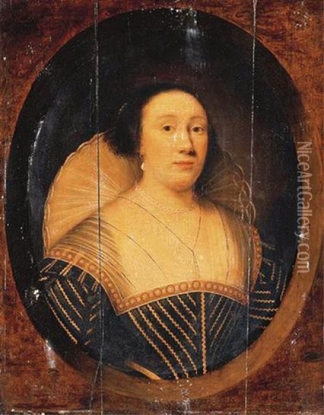 Portrait Of Lady Jane Sanwell Oil Painting - Cornelis Jonson Van Ceulen