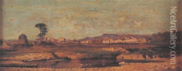 Etude Pour: Casale Dei Dintorni Di Napoli Oil Painting - Giuseppe de Nittis