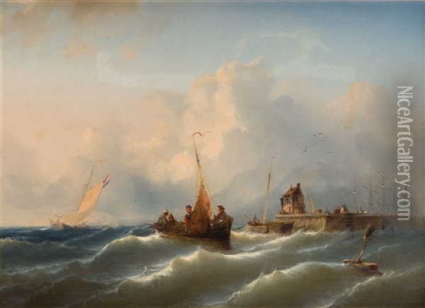 On The Sea Oil Painting - Eduard Schmidt