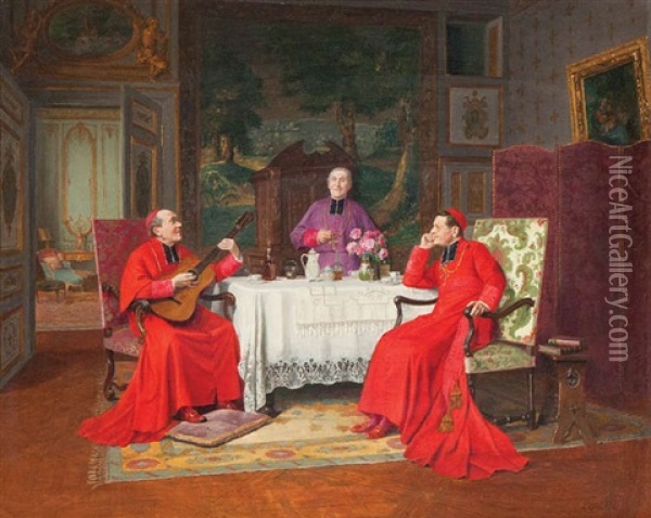 Cardinaux Musiciens Oil Painting - Victor Marais-Milton