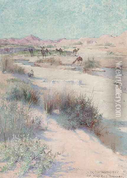 The camel master resting in the shade Oil Painting - Charles James Theriat