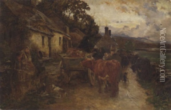 On Highland Road Oil Painting - Charles James Adams