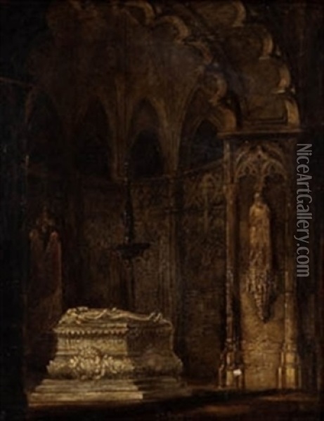 Interior De Iglesia Oil Painting - Lluis Rigalt Farriols