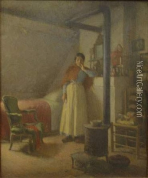 Femme Dans Un Interieur Oil Painting - Leon Delachaux